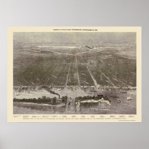 Philadelphia, PA Panoramic Map - 1876 Poster