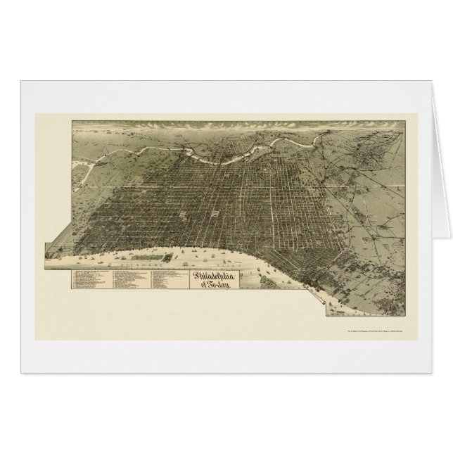 Philadelphia, PA Panoramic Map - 1887 (Voorkant Horizontaal)
