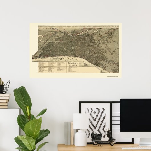 Philadelphia, PA Panoramic Map - 1888 Poster (Thuiskantoor)
