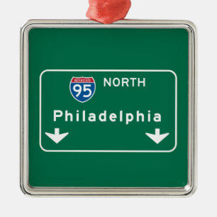 Philadelphia, PA Road Sign Metalen Ornament