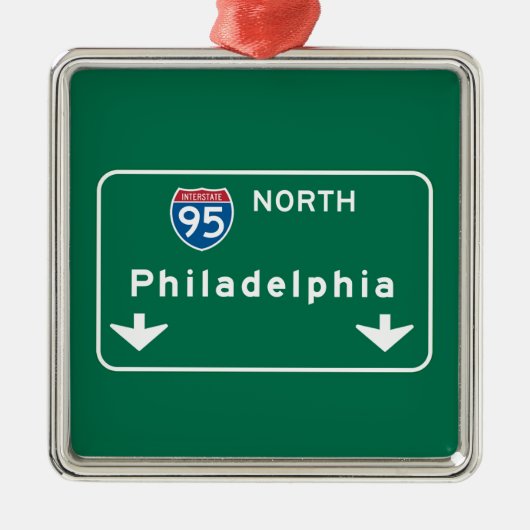 Philadelphia, PA Road Sign Metalen Ornament (Voorkant)