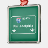 Philadelphia, PA Road Sign Metalen Ornament (Links)