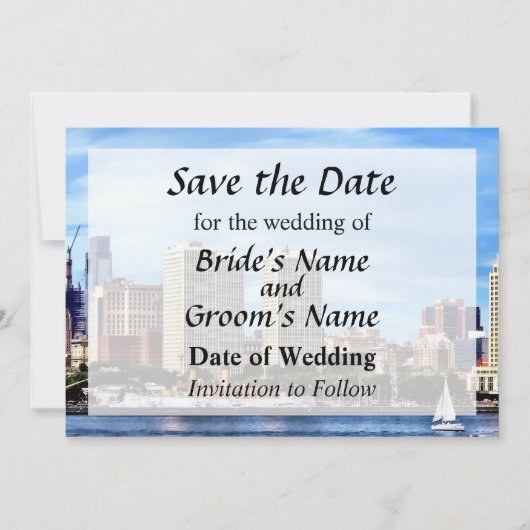Philadelphia Pa Skyline Save the Date (Voorkant)