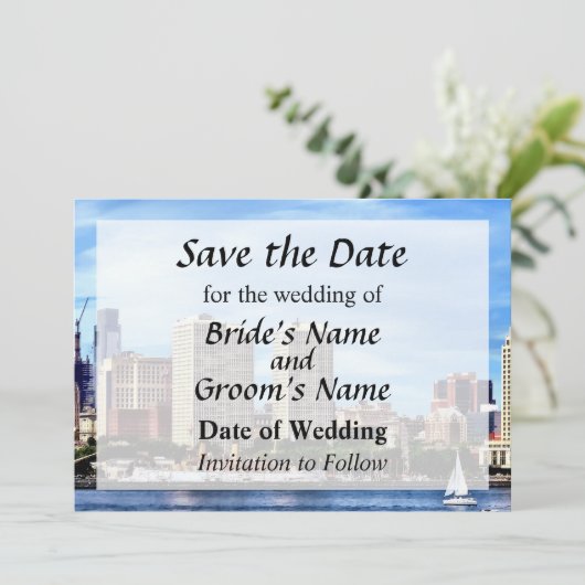 Philadelphia Pa Skyline Save the Date (Staand voorkant)