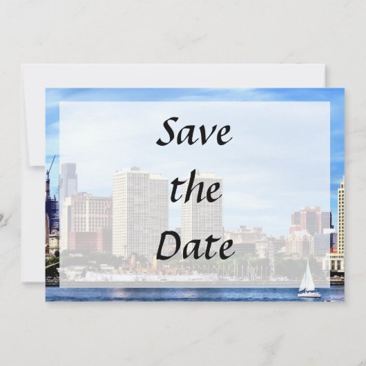 Philadelphia Pa Skyline Save the Date (Achterkant)