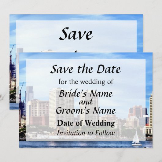 Philadelphia Pa Skyline Save the Date (Voorkant / Achterkant)