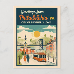 Philadelphia PA Stad van Broederliefde Briefkaart