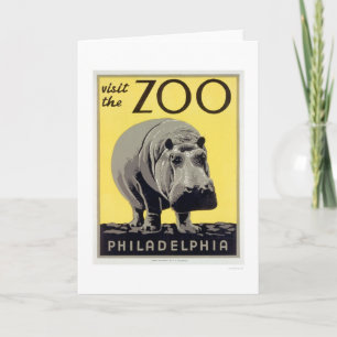 Philadelphia PA Zoo Hippo 1936 WPA Kaart