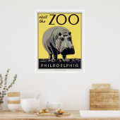 Philadelphia PA Zoo Hippo 1936 WPA Poster (Keuken)