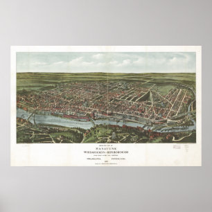 Philadelphia Penn. 1907 Antiek panoramische kaart Poster