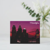 Philadelphia Pennsylvania City Skyline bij Sunset Briefkaart (Staand voorkant)