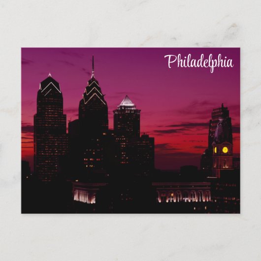 Philadelphia Pennsylvania City Skyline bij Sunset Briefkaart (Voorkant)