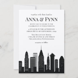 Philadelphia Pennsylvania City Skyline Wedding Inv Kaart