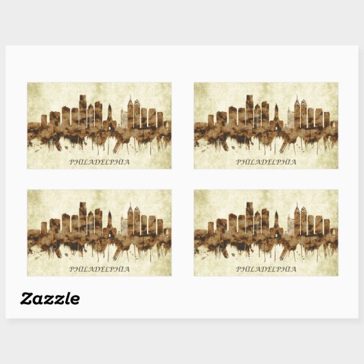 Philadelphia Pennsylvania Cityscape Rechthoekige Sticker (Vel)