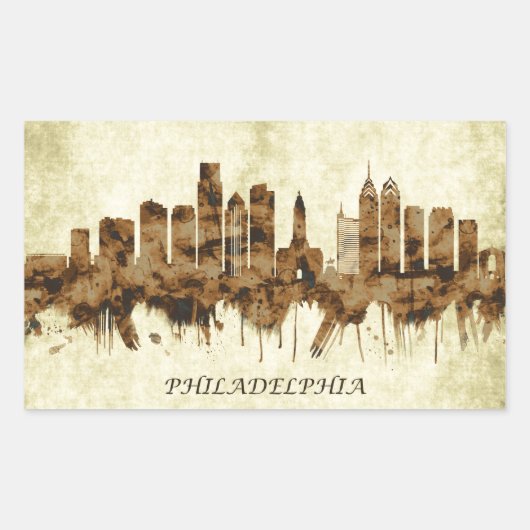 Philadelphia Pennsylvania Cityscape Rechthoekige Sticker (Voorkant)