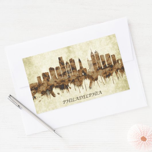 Philadelphia Pennsylvania Cityscape Rechthoekige Sticker (Envelop)