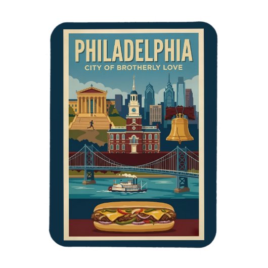 Philadelphia Pennsylvania Culture Illustration Art Magneet (Verticaal)