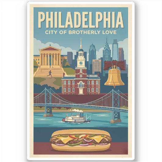 Philadelphia Pennsylvania Culture Illustration Art Sticker (Voorkant)