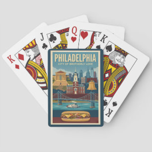 Philadelphia Pennsylvania Cultuur Illustratie Kuns Pokerkaarten
