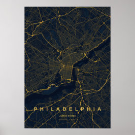 Philadelphia Pennsylvania gestileerde kaartprint Poster
