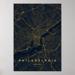 Philadelphia Pennsylvania gestileerde kaartprint Poster