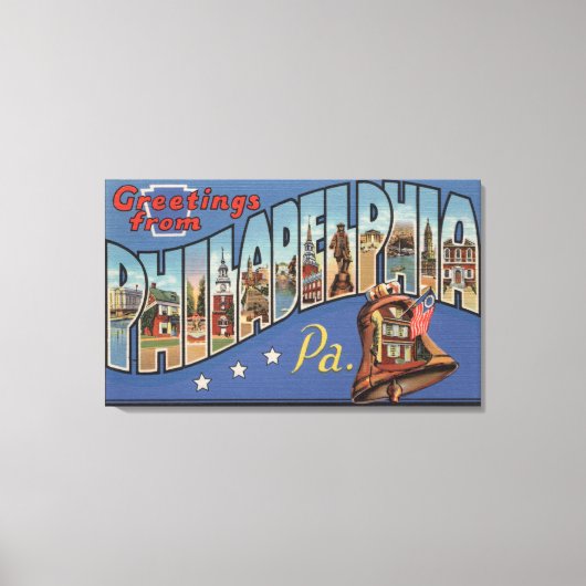 Philadelphia, Pennsylvania - Grote letter Canvas Afdruk (Voorkant)