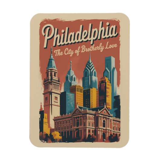 Philadelphia Pennsylvania Illustration Travel Art Magneet (Verticaal)