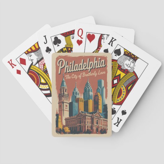 Philadelphia Pennsylvania Illustration Travel Art Pokerkaarten (Achterkant)