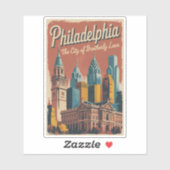 Philadelphia Pennsylvania Illustration Travel Art Sticker (Vel)
