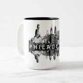 Philadelphia, Pennsylvania in het zwart Tweekleurige Koffiemok (Voorkant links)