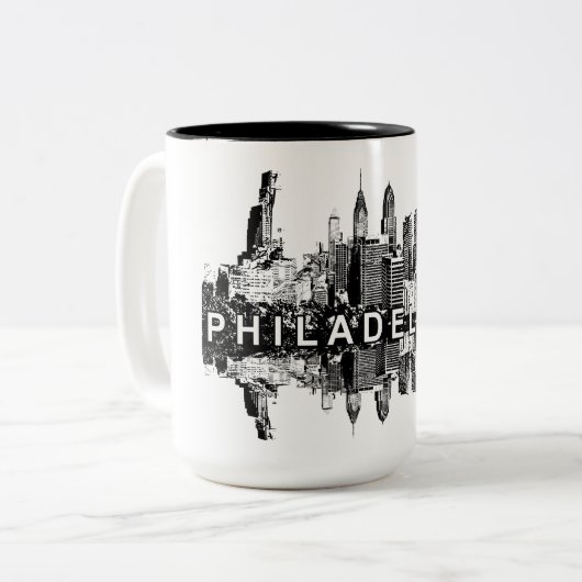 Philadelphia, Pennsylvania in het zwart Tweekleurige Koffiemok (Voorkant links)