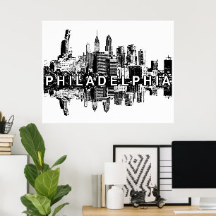 Philadelphia, Pennsylvania in zwart-wit Poster