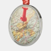 Philadelphia Pennsylvania Kaart met Kerstmis Metalen Ornament (Links)