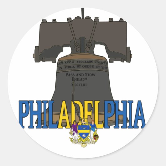 Philadelphia Pennsylvania Liberty Bell Ronde Sticker (Voorkant)