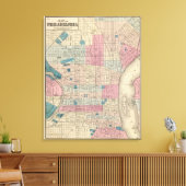 Philadelphia, Pennsylvania Map Canvas Afdruk (Insitu (Woonkamer))