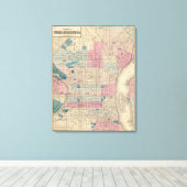 Philadelphia, Pennsylvania Map Canvas Afdruk (Insitu (Houten vloer))