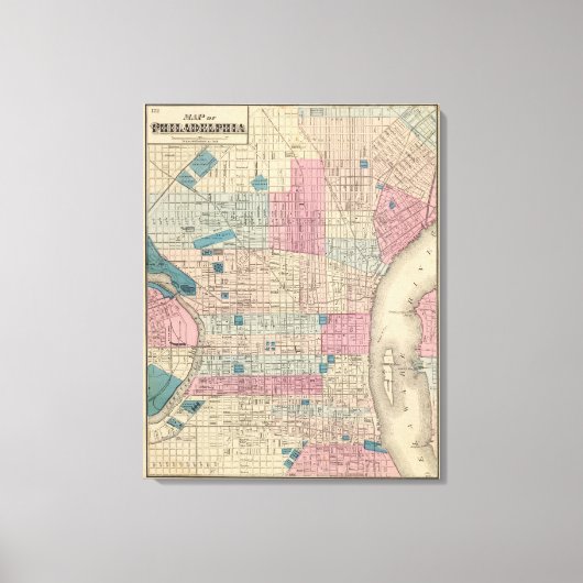 Philadelphia, Pennsylvania Map Canvas Afdruk (Voorkant)