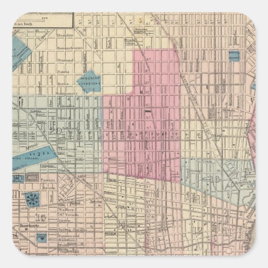Philadelphia, Pennsylvania Map Vierkante Sticker (Voorkant)