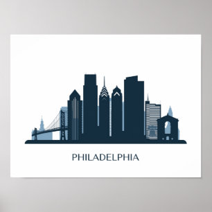 Philadelphia, Pennsylvania   Monochromatische stad Poster