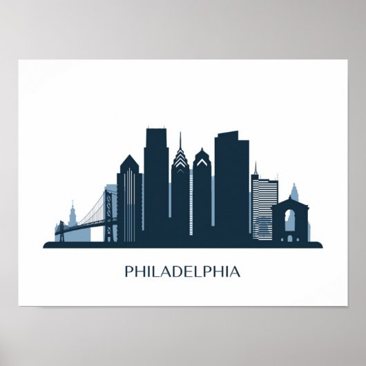 Philadelphia, Pennsylvania | Monochromatische stad Poster (Voorkant)