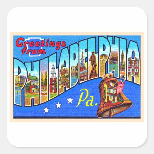 Philadelphia Pennsylvania PA Large Letter Postcard Vierkante Sticker (Voorkant)