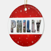 Philadelphia Pennsylvania Reizen Foto Kerstmis Keramisch Ornament (Links)