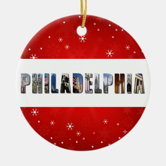 Philadelphia Pennsylvania Reizen Foto Kerstmis Keramisch Ornament (Voorkant)