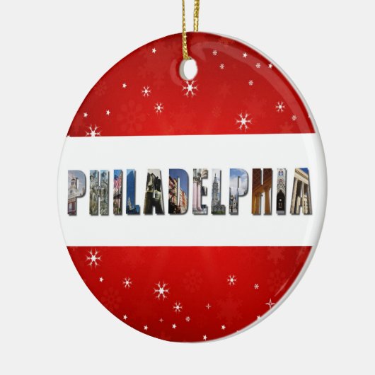 Philadelphia Pennsylvania Reizen Foto Kerstmis Keramisch Ornament (Links)