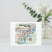 Philadelphia Pennsylvania Retro  Art Map Briefkaart (Staand voorkant)