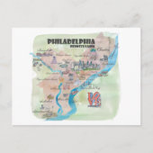 Philadelphia Pennsylvania Retro  Art Map Briefkaart (Voorkant)