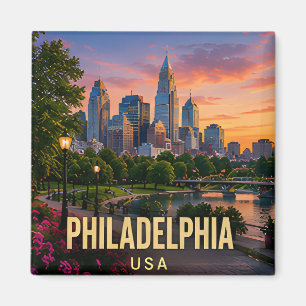 Philadelphia Pennsylvania Silhouette Waterfront Re Magneet