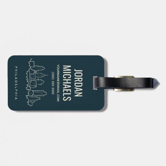 Philadelphia Pennsylvania Skyline Bagagelabel (Achterkant horizontaal)