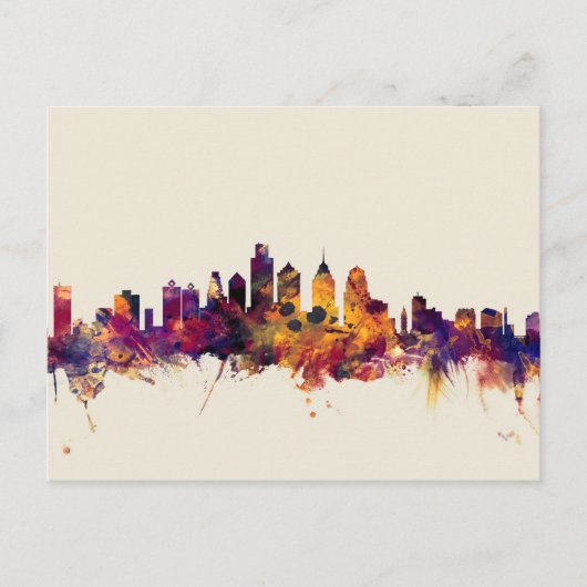 Philadelphia Pennsylvania Skyline Briefkaart (Voorkant)
