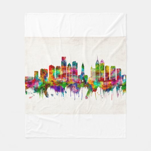 Philadelphia Pennsylvania Skyline Fleece Deken (Voorkant)